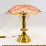 Lampe de table Dégué | Art Déco | Base en laiton lourd | millésime des années 1930