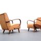 1930 Jindrich Halabala Bentwood Armchair in Rust Brown Velvet