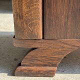 Art Deco wooden bedside table with marble top and one drawer