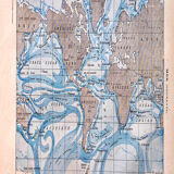 Lithograph map Sea and currents 1897