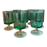 Green glass digestif glasses