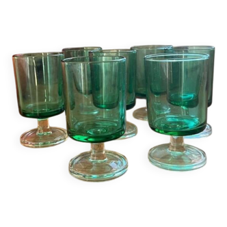 Green glass digestif glasses