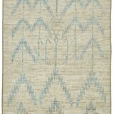 Hand-Knotted Turkish Contemporary 203 cm x 295 cm Beige Wool Carpet