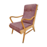 Armchair in light wood and fabric, 50s, Scandinavian style