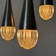 Suspended cascade lamp with 3 glass crystal shades and chrome, 1960s, Germany