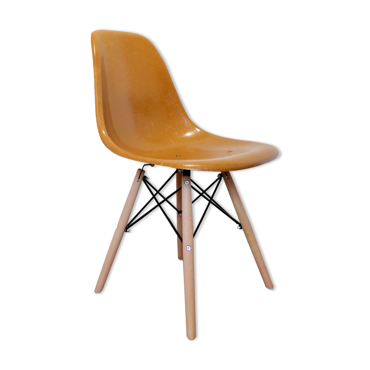 Chaise DSW ochre dark par Charles et Ray Eames pour Herman Miller, années 60