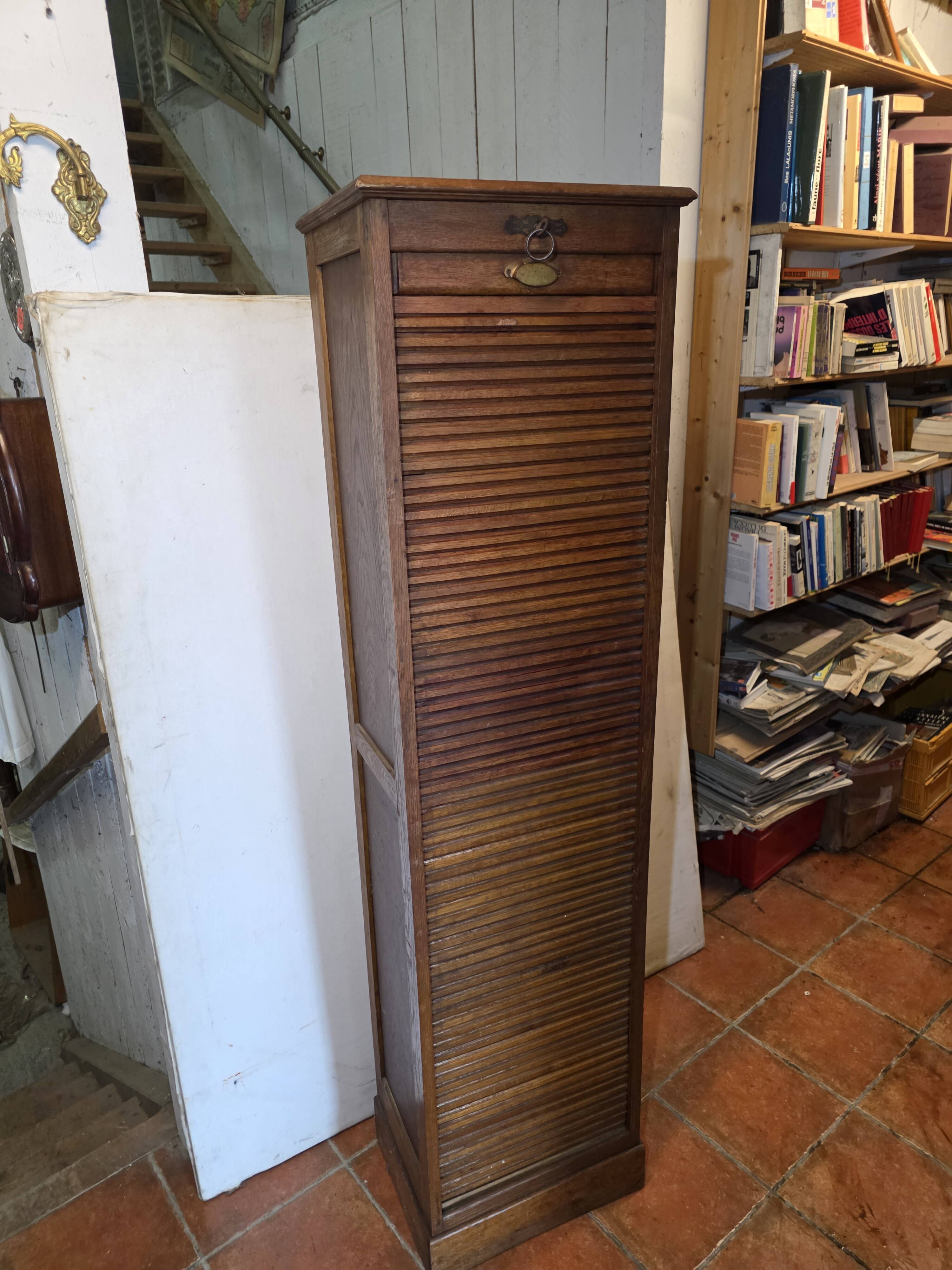 Pair of oak curtain file cabinets