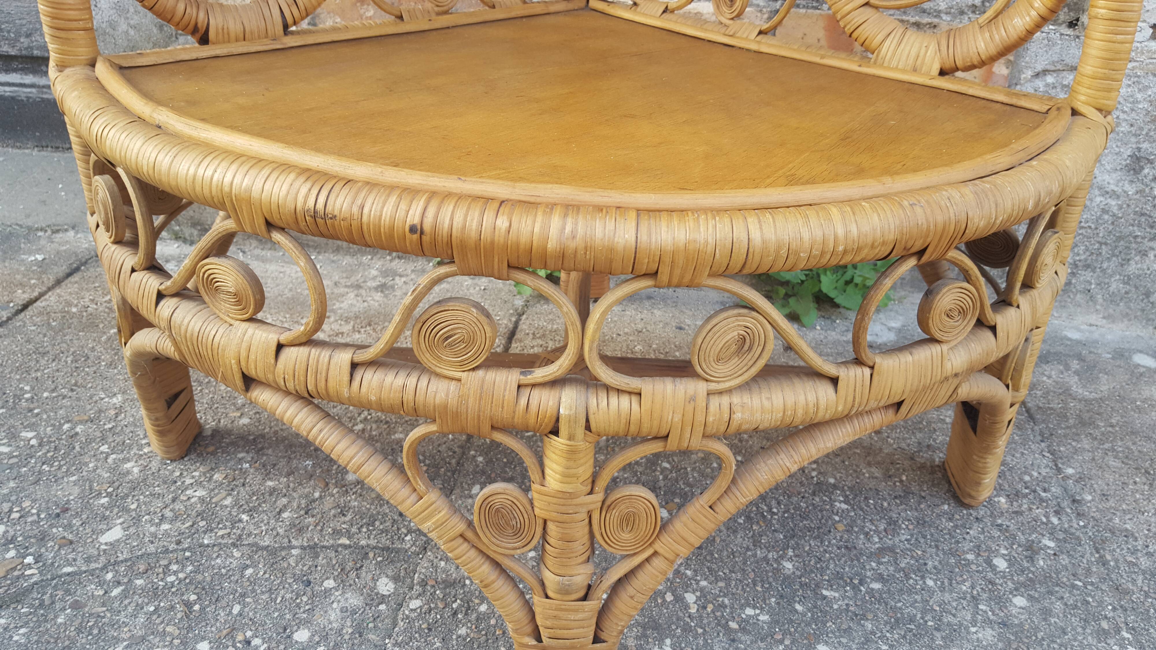 Vintage rattan notch shelf