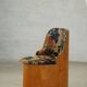 Swedish stump chair / "Kubstol" in pine and floral upholstery, mid-20th century