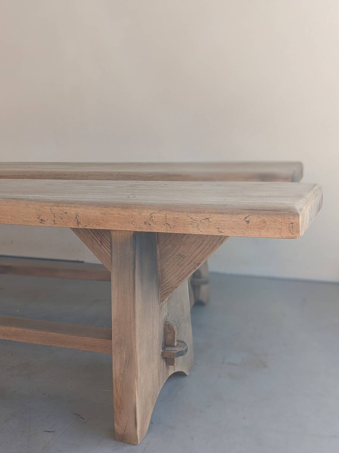 Large solid wood farm benches