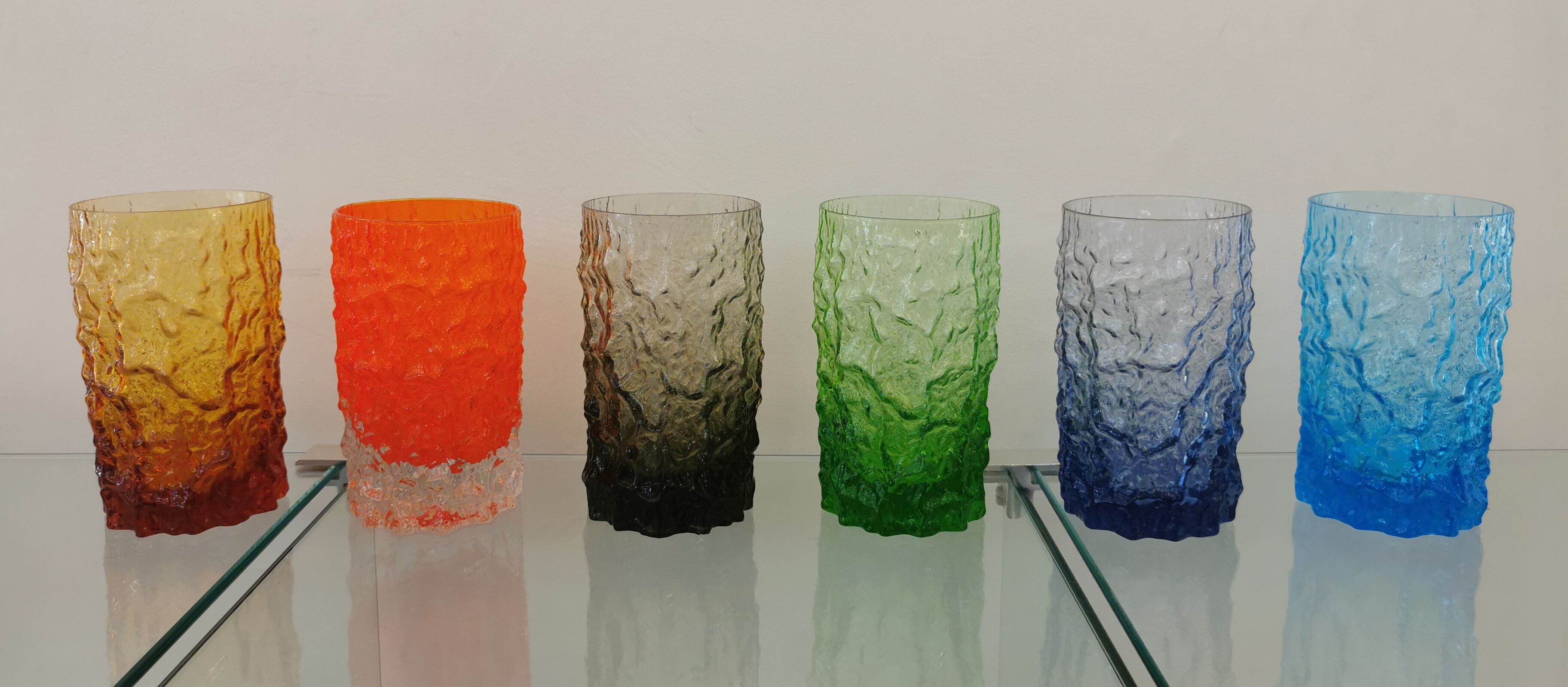 Service of 6 glasses by Geoffrey Baxter by Whitefriars, England 1960