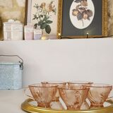 Set of 6 Vereco pink glass cups