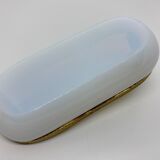 Ashtray in white milky opaline and gilded brass