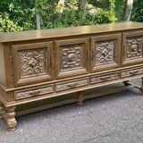Spanish Renaissance patinated solid wood sideboard