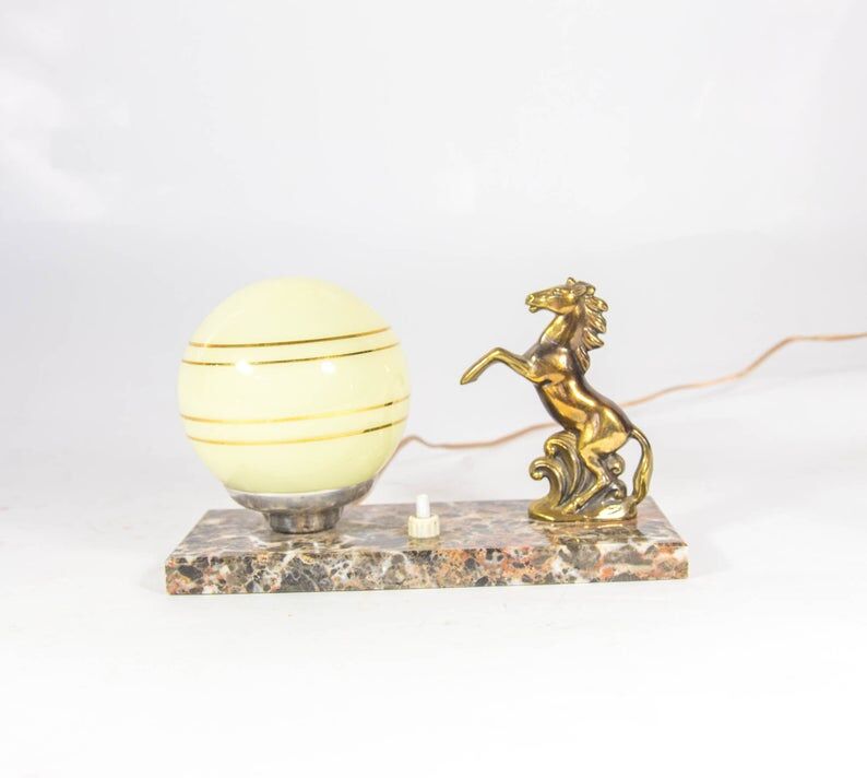 Art Deco table lamp| Horse pitched up