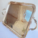 Old flat tray of service Christofle model rockeries silver metal