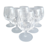 Set of 6 cut crystal cognac glasses