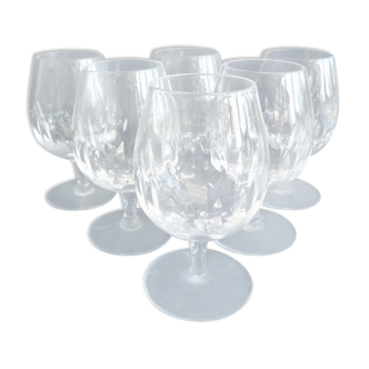 Set of 6 cut crystal cognac glasses