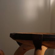Wabi Sabi tripod stool / Solid wood side table, Scandinavia, 1950s