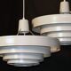 Saturn pendant light in satin white lacquered metal