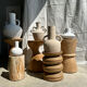 Artisanal terracotta vase painted white with double handles H:16 D:20