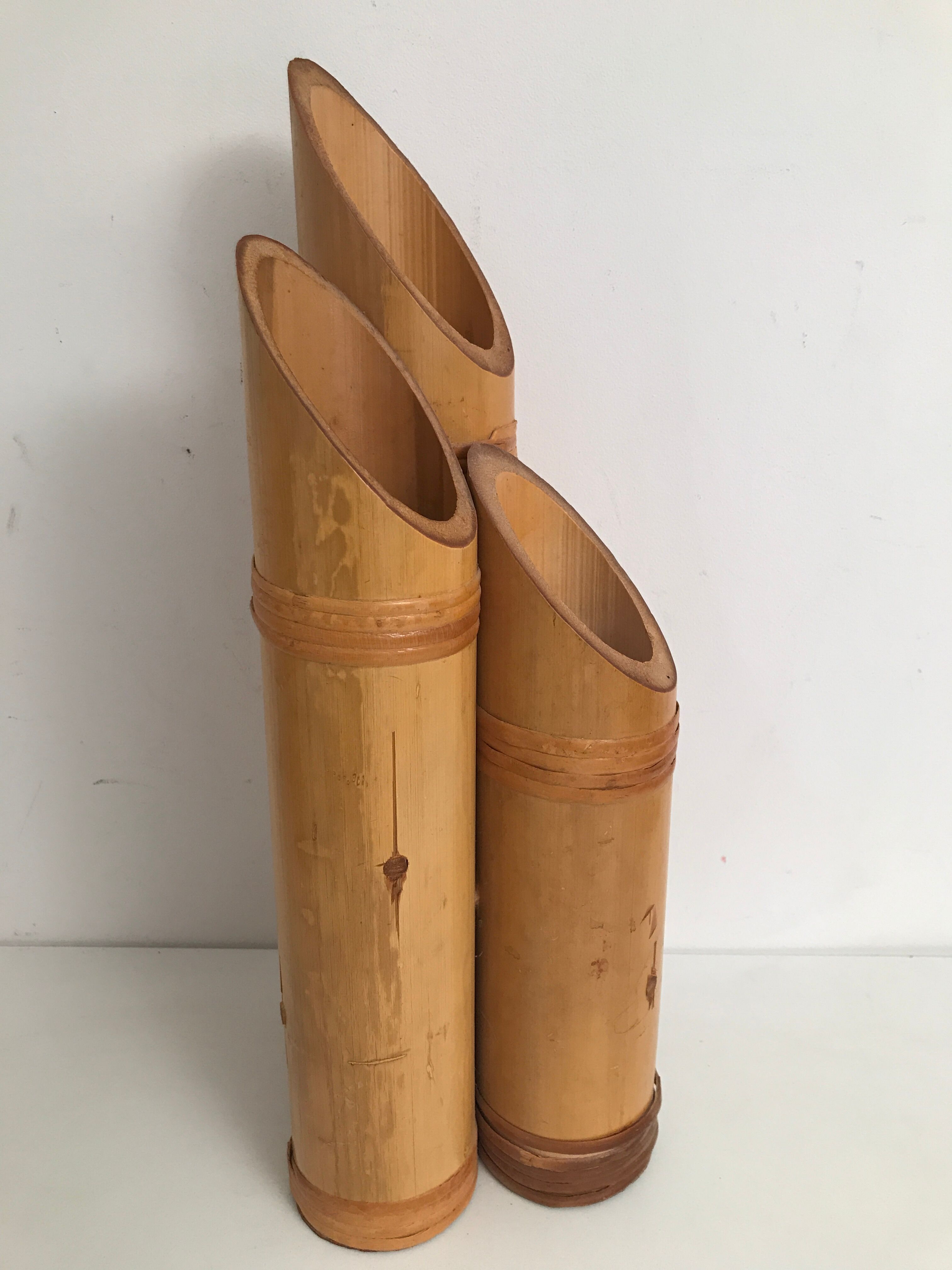 Lot of vintage natural bamboo vase