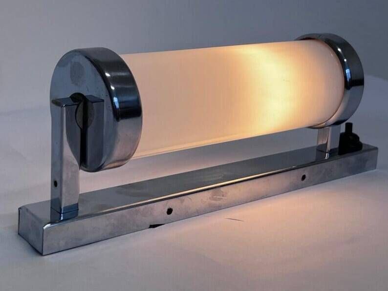 Bauhaus Chrome and milk glass Wall Lamp, 1940s - Czechoslovakia