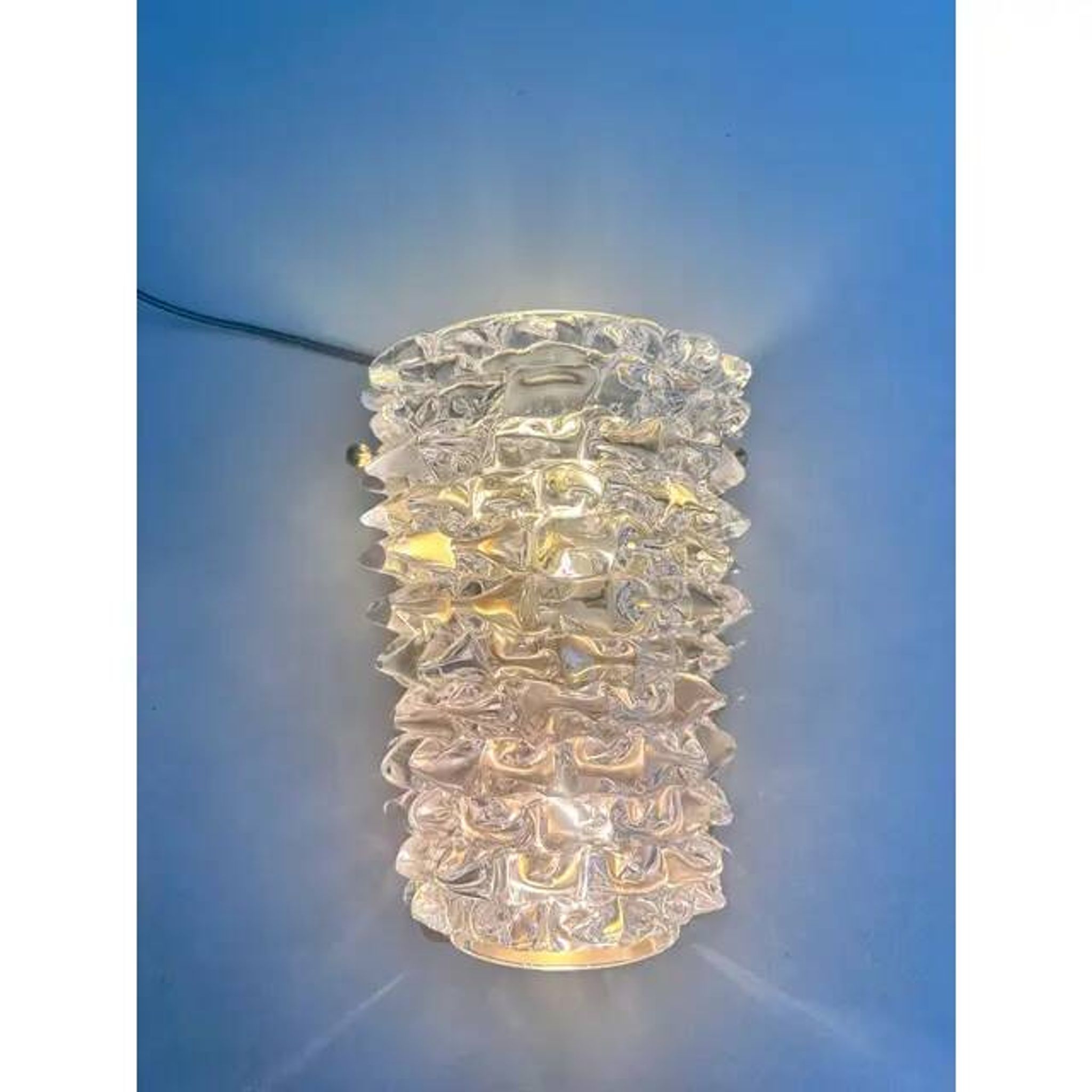 A Pair Barovier Art Deco Rostrato Clear Italian Murano Glass Wall Sconces