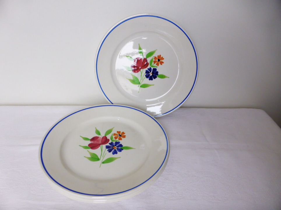 Set of 4 vintage dessert plates from the Badonviller porcelain factory
