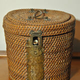 Chinese porcelain teapot Canton China 19th century with wicker basket