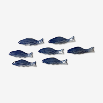 Blue fish ceramic knife holder