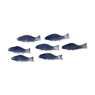 Blue fish ceramic knife holder