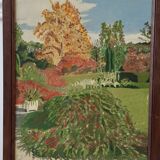 Oil painting on canvas terrace Signed May 1962