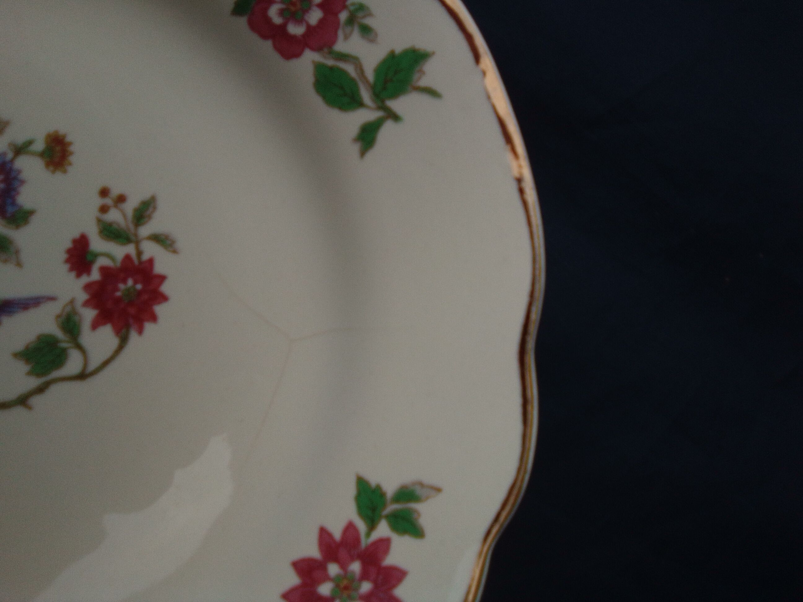 5 assiettes à dessert en faïence de Digoin Sarreguemines décor oiseaux et fleurs diam 18 cm