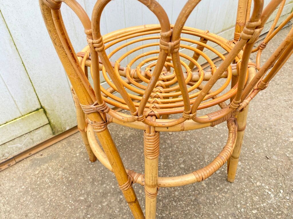 Armchair office chair in vintage rattan 60s