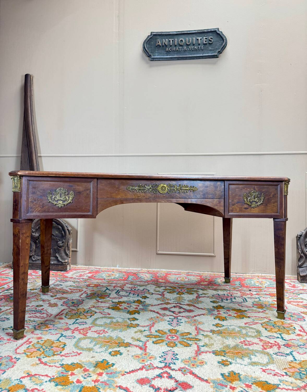 Bureau Plat Double Faces En Acajou De Style Louis XVI XIX Eme Siècle