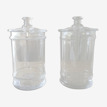 Lot de 2 bocaux en verre anciens