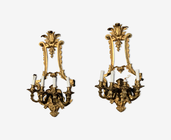 Paire d’appliques en bronze doré XIXeme