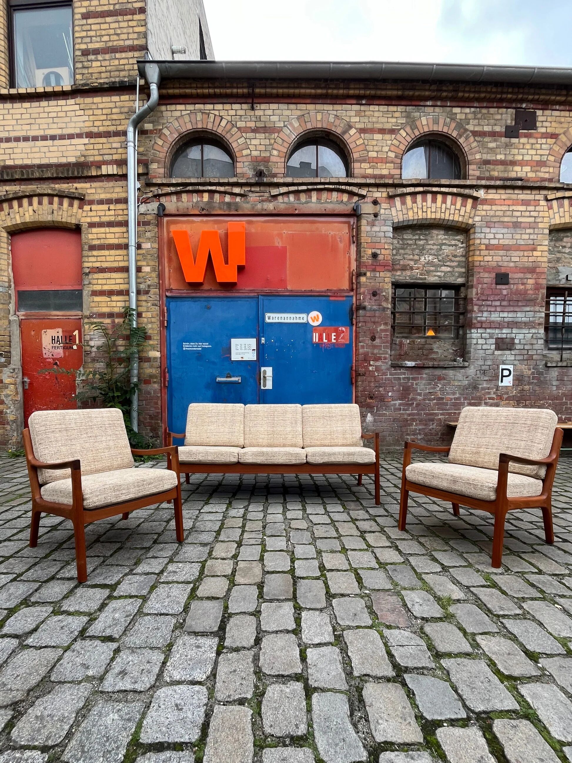 Fauteuil Senator en laine beige teck par Ole Wanscher pour Cado