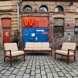 Fauteuil Senator en laine beige teck par Ole Wanscher pour Cado