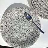 10 Assiettes dessert mouchetées gris noir