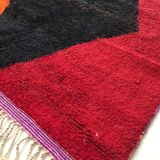 Moroccan Berber carpet Boujaad red with colorful flats 317x185cm
