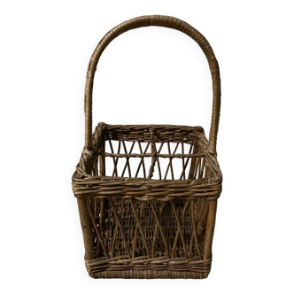 60s rattan bottle holder