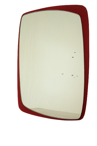 Retro free-form mirror felt wood 49 x 36