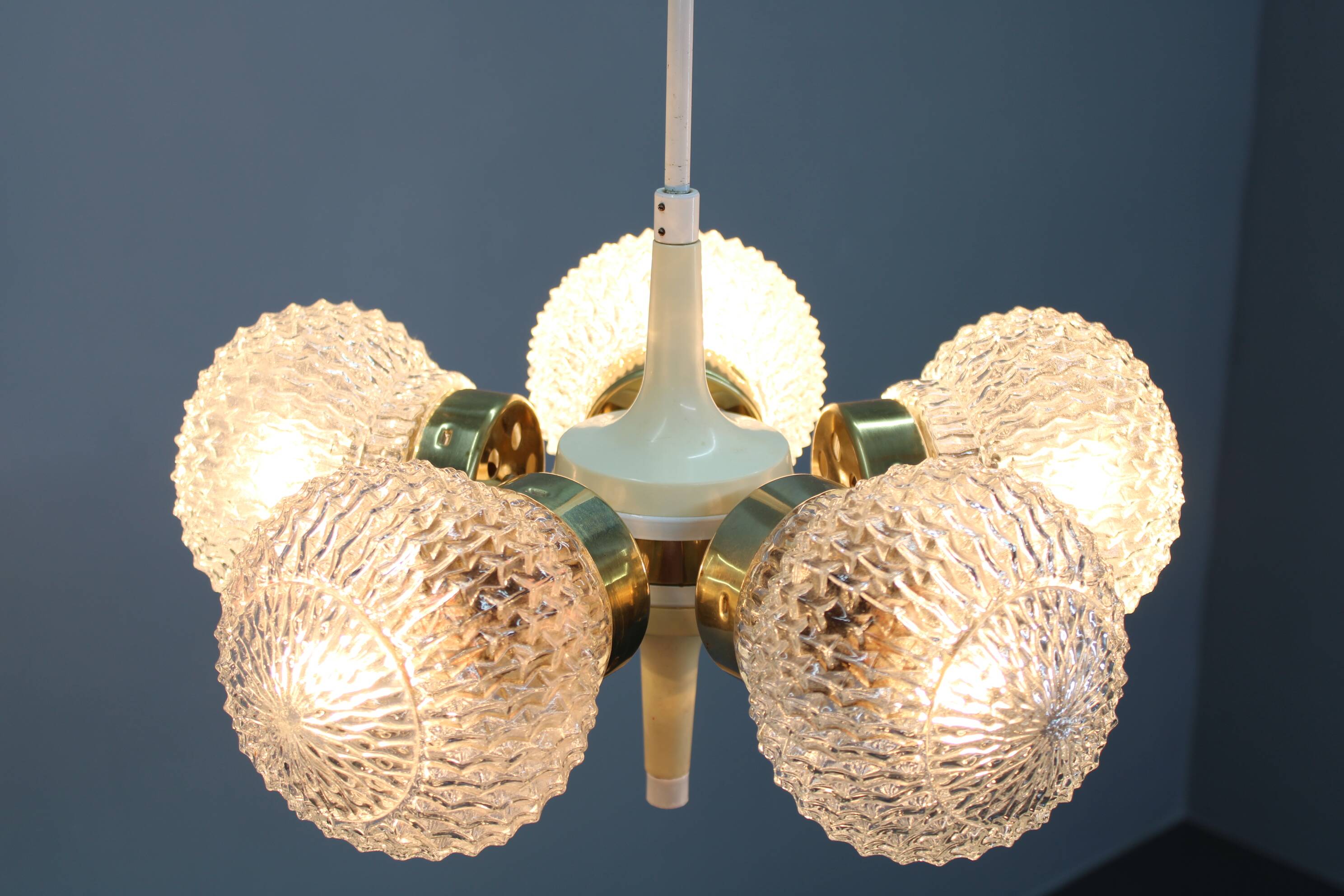 1970s Glass Chandelier by Instala Decin, Czechoslovakia