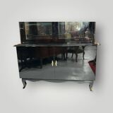 1950s black lacquered two-body display cabinet - bookcase