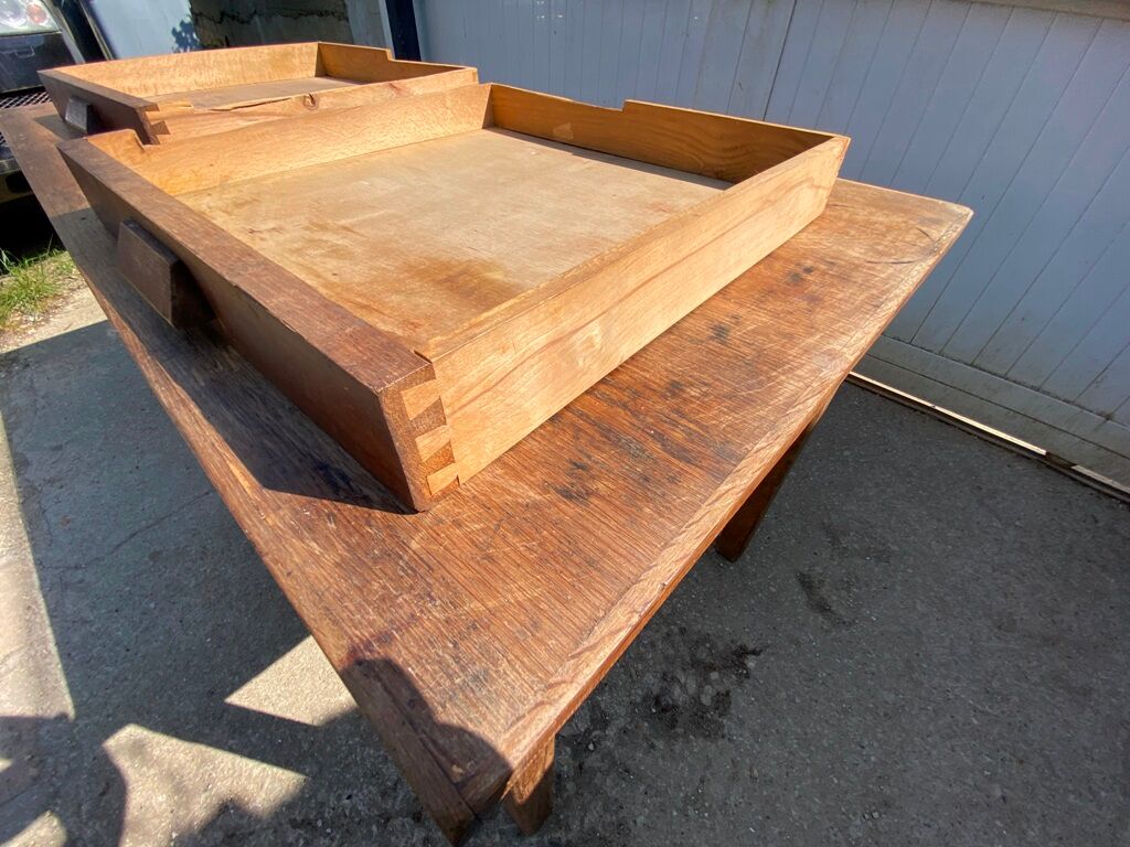 Solid oak desk with 2 drawers 150x75cm