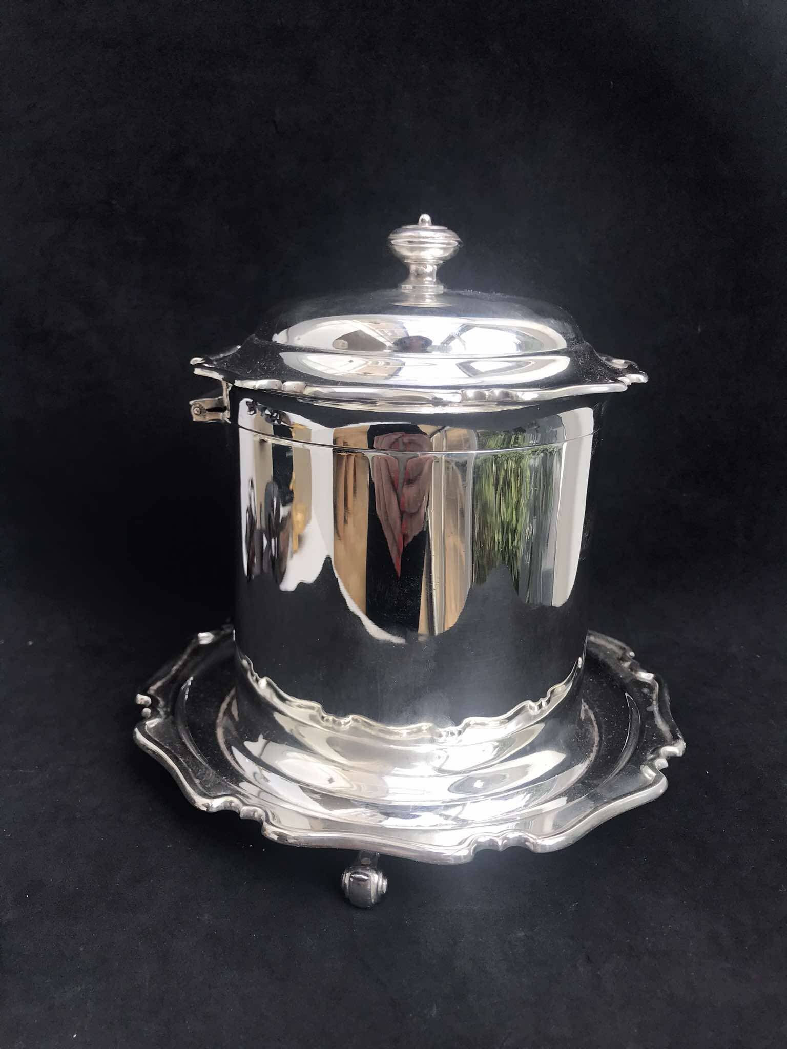 Victorian silver-plated biscuit tin