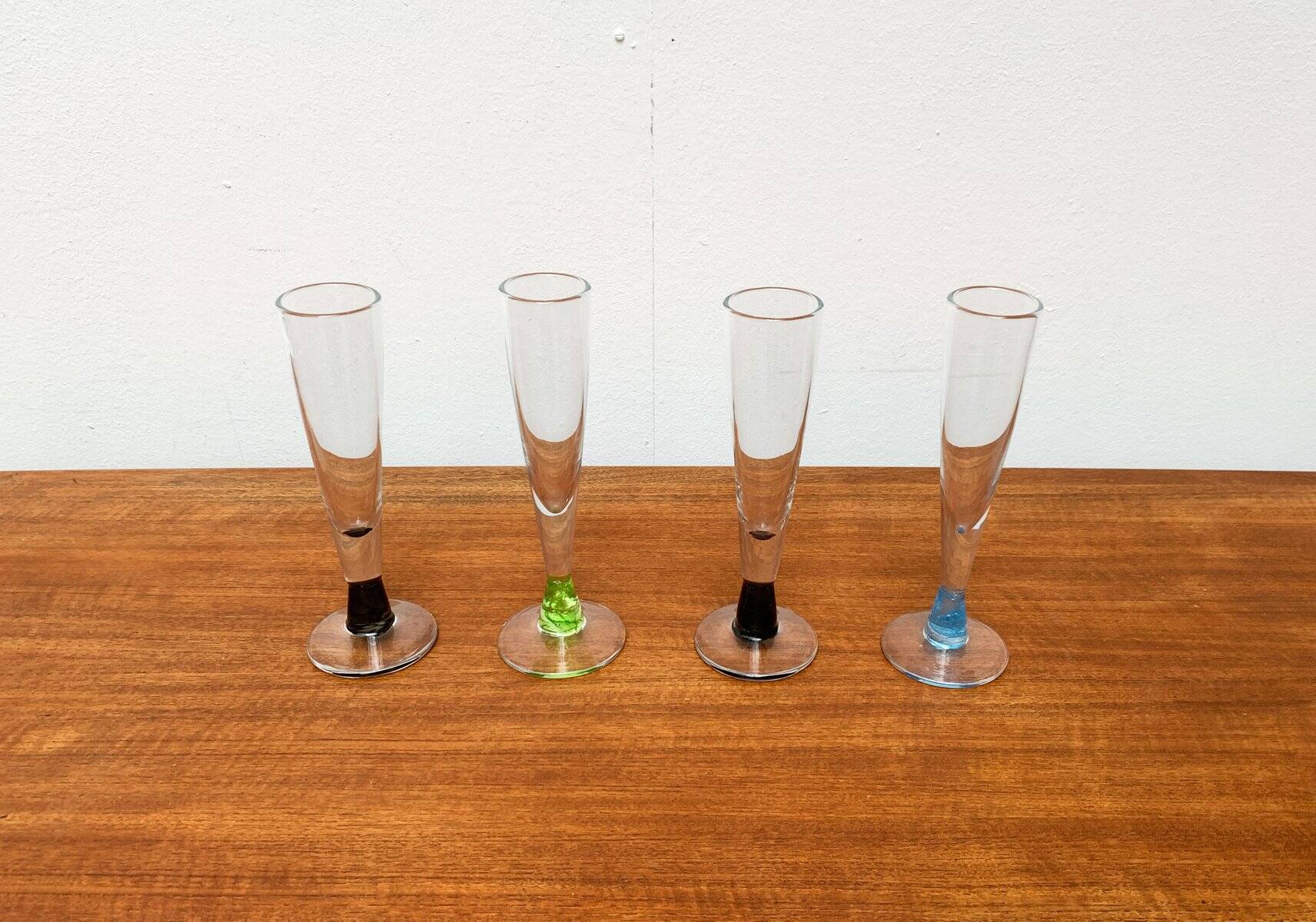 German Champagne Glasses by Regina Kaufmann for Glashagen Hütte, Set of 4