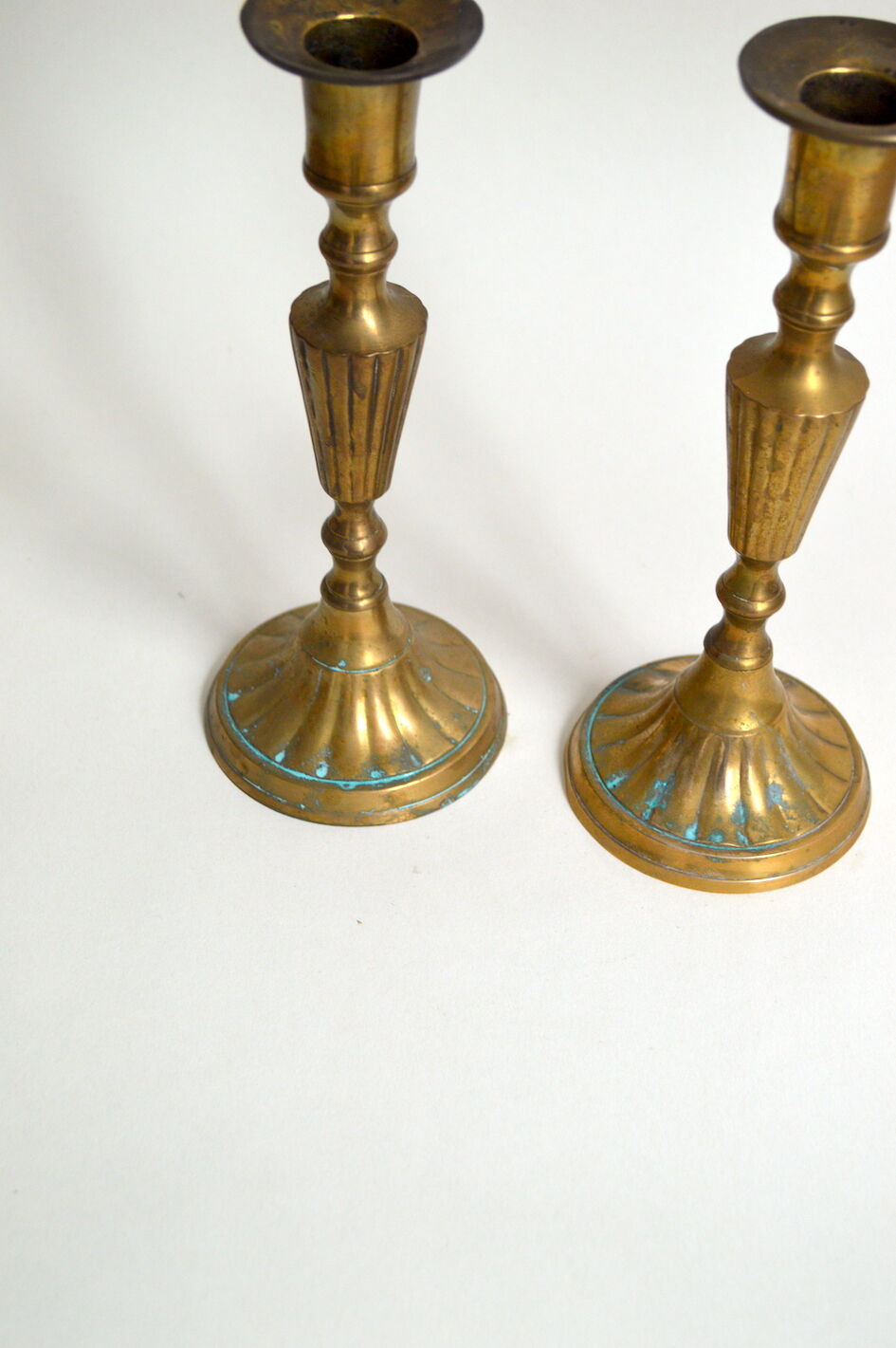 Pair of gilded brass candlesticks